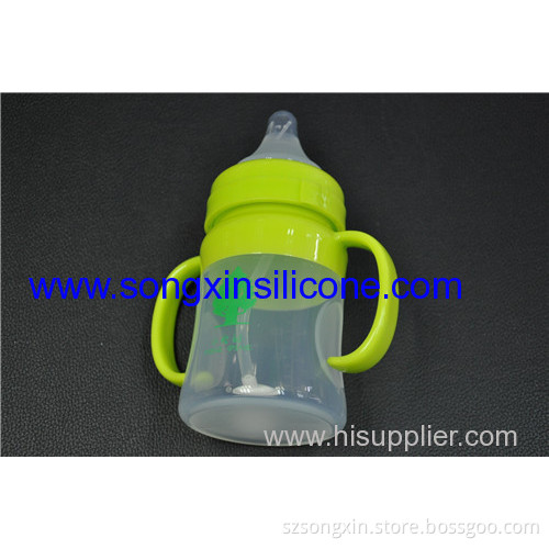 150ml Green Food Grade Silicone Baby Feeding Bottle With Nipple 